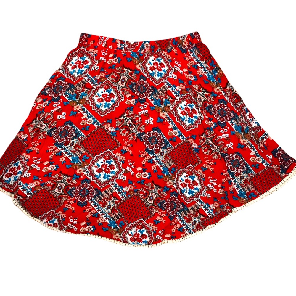 NWOT Women’s Style Me Summer Flare Skirt, Size: Large, Red, white turquoise